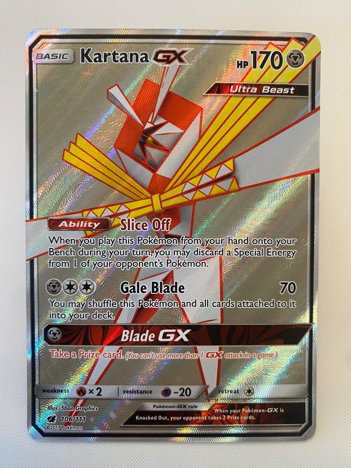 2017 Pokemon Kartana GX Ultra Beast 106/111 Holo Full Art Ultra