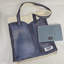 Jean Paul Gaultier Parfums Denim Canvas Tote Bag Blue Zippered Pouch, Promo