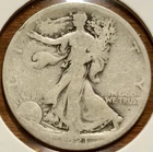 1921-S Walking Liberty Half Dollar, 90% Silver, NR, Good Details, Key Date