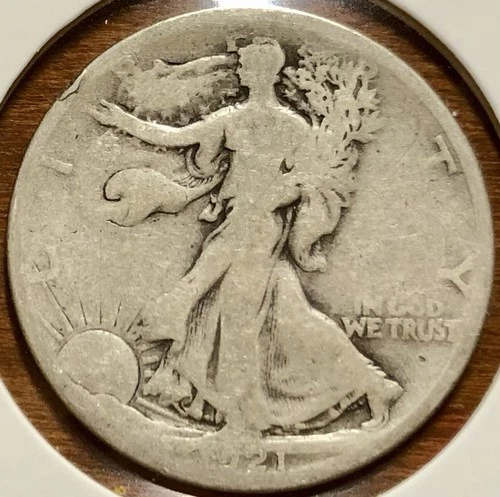 1921-S Walking Liberty Half Dollar, 90% Silver, NR, Good Details, Key Date