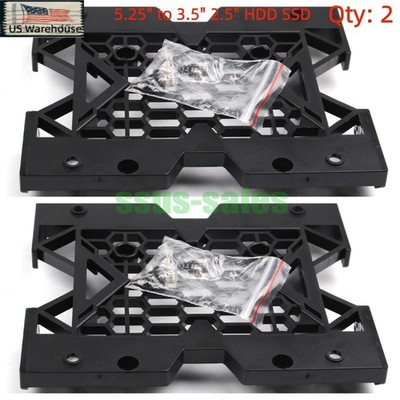 2PCS 5.25'' to 3.5''/2.5'' HDD Mounting Bracket Desktop CD-ROM Drive Bay Adapter