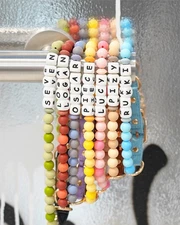 Personalized Dog Necklace Bead/Leather Strap Pet Collar–Custom Name Pet Jewelry