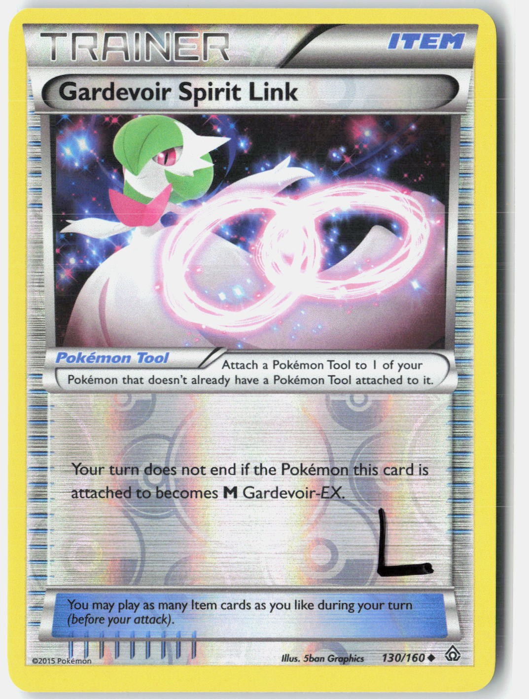 Gardevoir Spirit Link 130/160 Uncommon Primal Clash Pokemon Reverse Holo LP