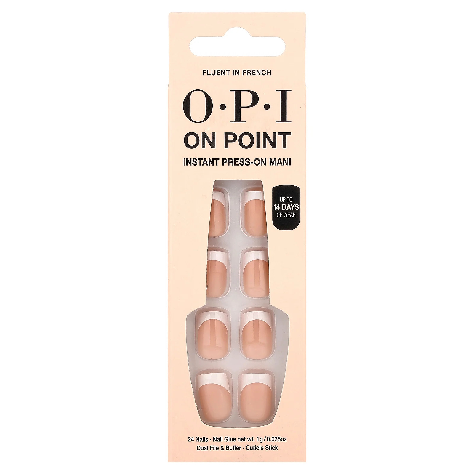 On Point, Instant Press-On Mani, Short Length, Fluent In French, 27 Piece Kit