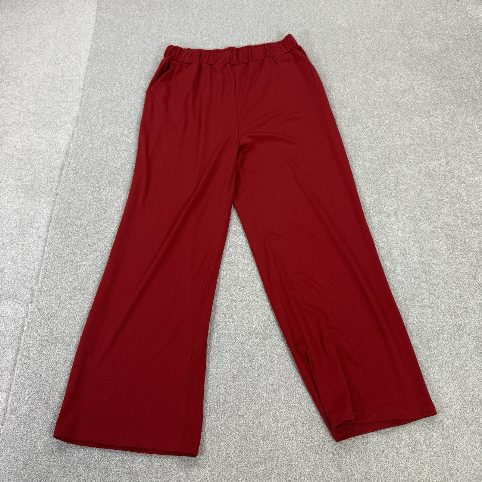 Ladies Trousers Red  Extra Large Xl Pockets Relaxed 30x29 Polyester Casual Chic