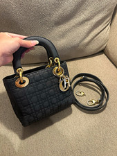 Christian Dior Lady Dior Small Black Cannage Quilted Leather Bag Gold HW Strap