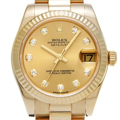 ROLEX Datejust 31 178278G Unisex Champagne Diamond Yellow Gold Automatic #W073