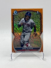 2023 BOWMAN CHROME JORGE BURGOS RC ORANGE SHIMMER REFRACTOR #D 09/25 CLEVELAND