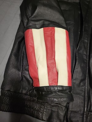 American Rider Jacket Mens XL Black Leather Motorcycle Embossed
