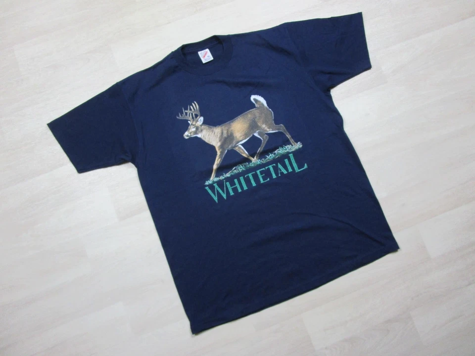 Camiseta De Colección Ciervo Cola Blanca Para Hombre (XL) 1980 Naturaleza Jerzees Exterior Animal Foto 2 de 4