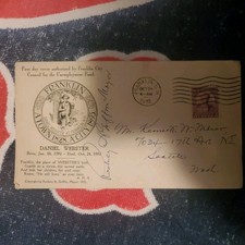 #725 3c Daniel Webster- 1932 Rodney A. Griffin, Mayor  Signed FDC  Franklin, NH
