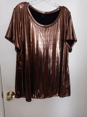 TORRID ladies plus size NWOT liquid bronze short sleeve top size 3 (1X)
