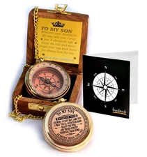 to My Son Compass 3  w/ Wooden Box-Gift from Father tp Son Birthday, TA dizay®