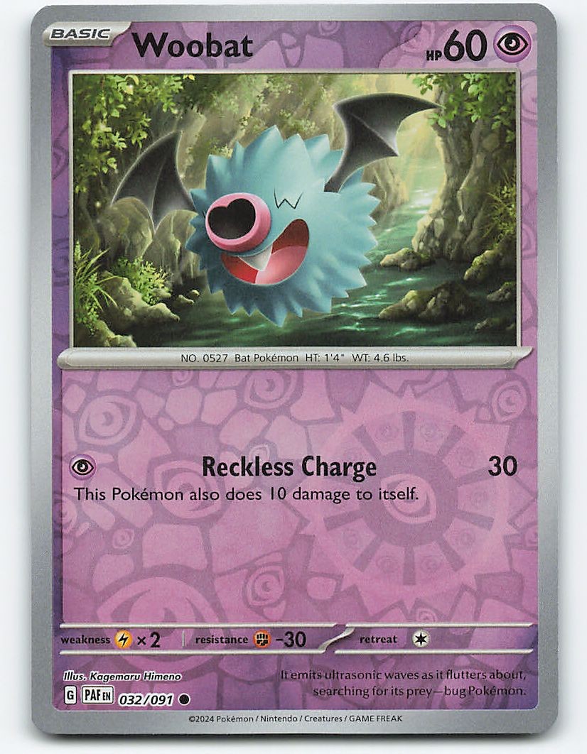 Woobat #032/091, Reverse Holo Pokemon card