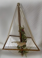 String Sculpture Bird Cages Hanging Holiday Theme Geometric 1960’s Rare 18”
