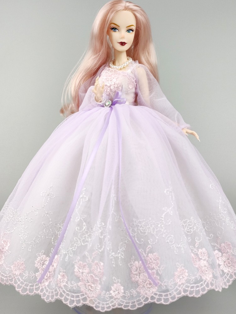 purple doll dress Purple Bowknot Lace Wedding Dress for 11.5" Doll Princess Dresses Doll Clothes