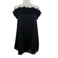 Lulus Ruffled Bodice Pleated Black Strapless Shift Mini Dress Small Whimsygoth