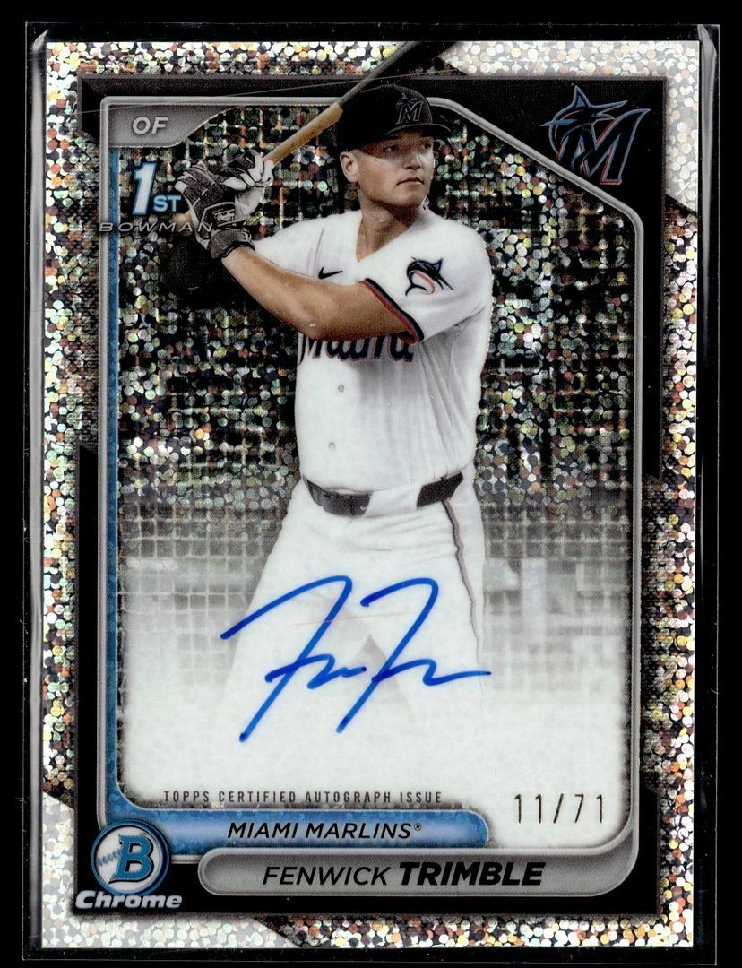 2024 BOWMAN CHROME SPARKLE /71 1ST PROSPECT AUTO FENWICK TRIMBLE MARLINS