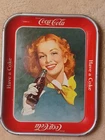 Vintage 1948 Coca Cola Metal Serving Tray Smiling Red Head Girl Having a Coke
