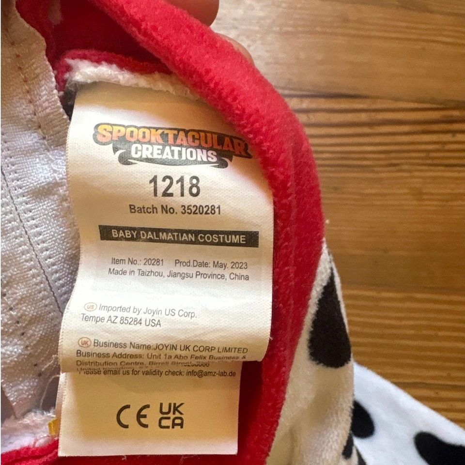 迪士尼 101 Dalmatians 白色黑色斑点狗红领服装 尺寸 12-18M — 第 4/4 张图片