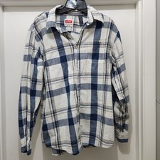 Wrangler Men  s Western Shirt Size L Plaid Long Sleeve Blue  White Plaid