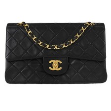 Chanel Black Lambskin Small Classic Double Flap Shoulder Bag 167390