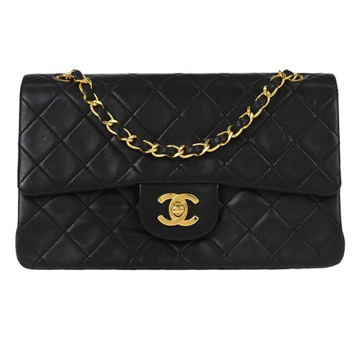 Chanel Black Lambskin Small Classic Double Flap Shoulder Bag 167390