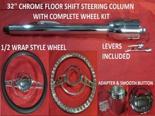 32 Streethot Rod Chrome Tilt Steering Column Floor Shift Impala Wheel