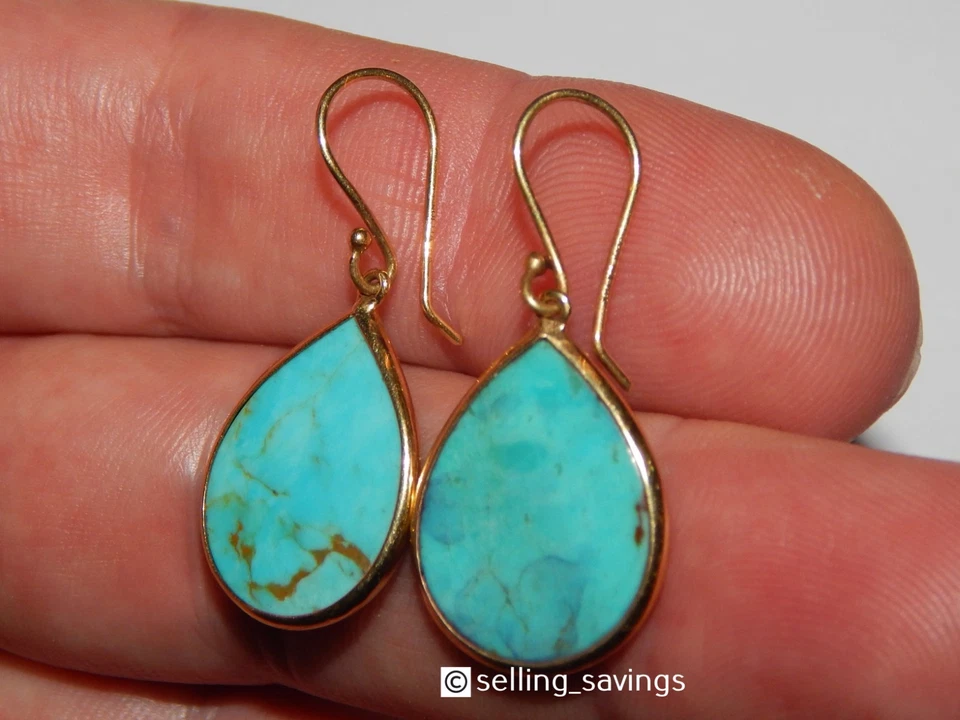 JUEGO DE PENDIENTES COLGANTES IPPOLITA ORO AMARILLO 18K BISEL TURQUESA 1,4 PULGADAS Foto 2 de 4