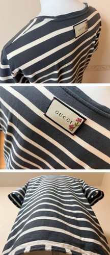 Gucci Flower Embroidery Tag Border Short Sleeve T-Shirt Xs - Picture 9 of 11