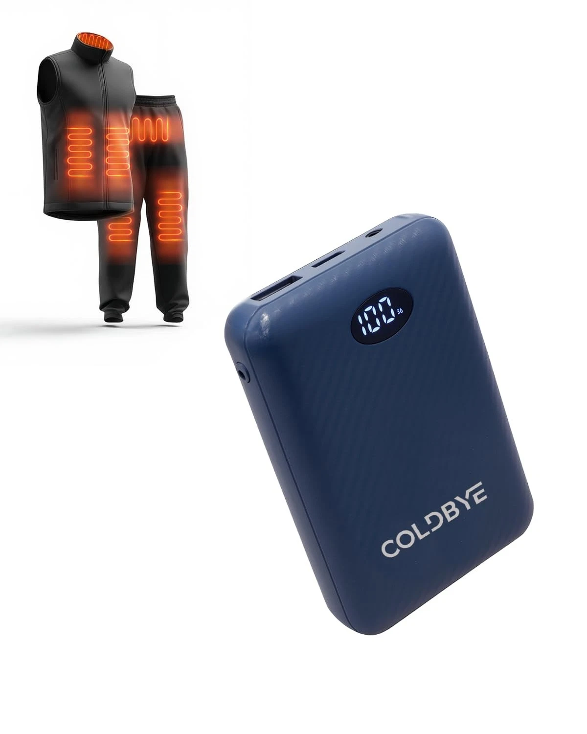 Heated Vest Battery Pack 7.4V 14000mAh with LED Display, DC/USB/Type-C Output image 2
