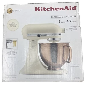 NEW!! KitchenAid 5qt 10-Speed Stand Mixer with Copper Bowl Fresh Linen FREE SHIP
