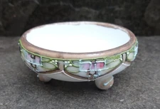 Nippon Handpainted Porcelain Open Salt Dip, Cellar, Dish w/Moriage Paint!