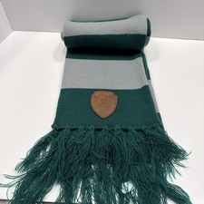 Wizarding World Harry Potter Slytherin Green Gray Knit Scarf Brown Emblem Snake
