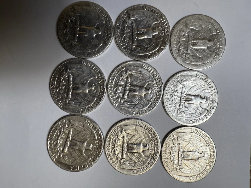 Set of 9 United States Silver Washington Quarters Coins - Image 2 of 4