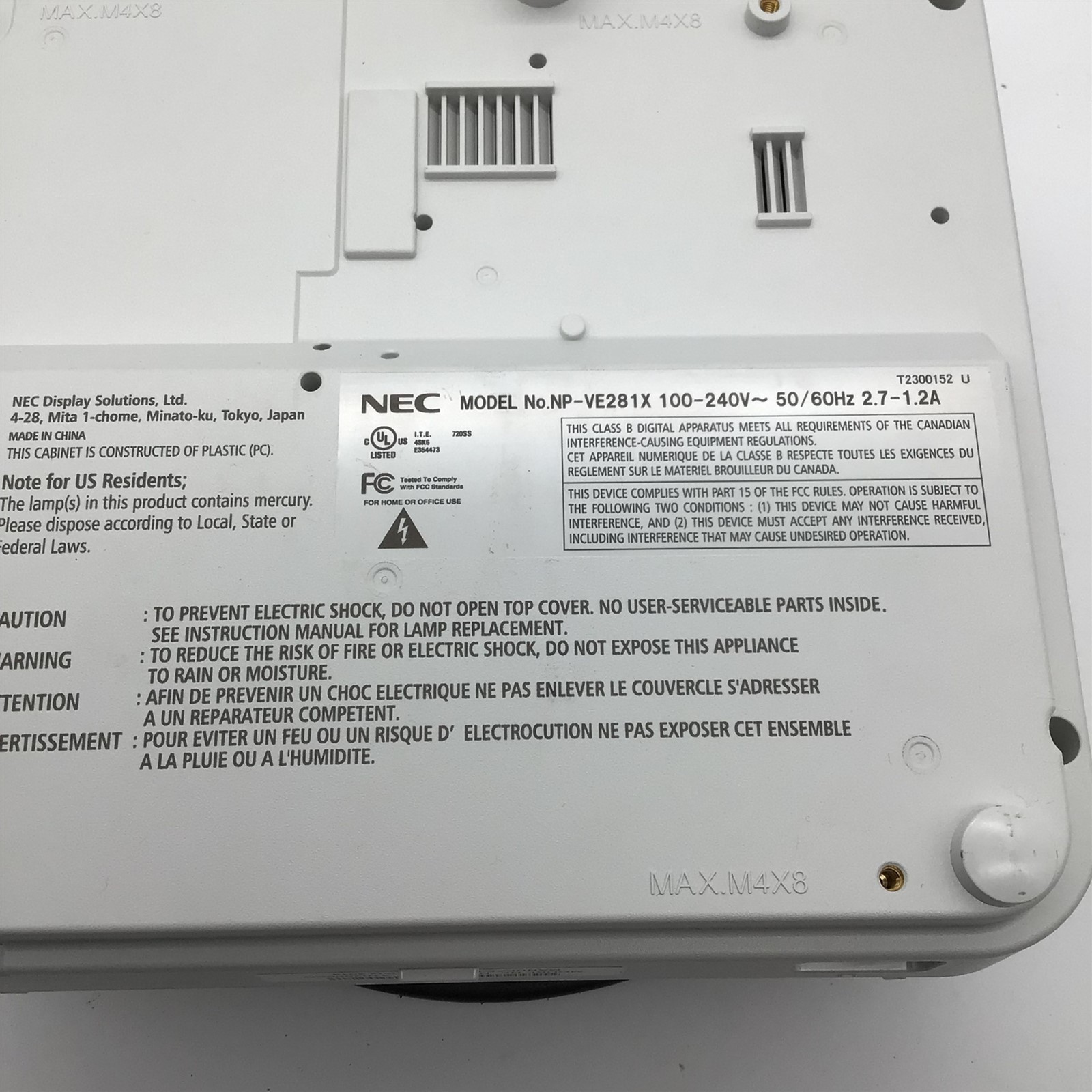 NEC NP-VE281X DLP Projector