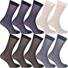 10 Pairs Mens Ultra Thin Dress Socks Silk Sheer Business Socks Soft Nylon Wor