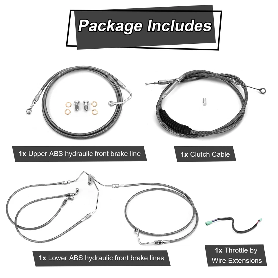 Kit de extensión de cable negro para Harley Touring 2009-2013 manillar ABS de 16"-18" Foto 4 de 4