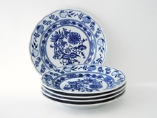 5 x Porzellan Czechoslovakia Teller mit Zwiebelmuster 19 cm