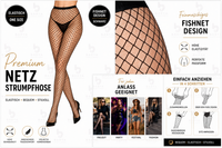 Sexy Schwarze Netz Strumpfhose Grobe Maschen KostüM Fasching Karneval Fantasie