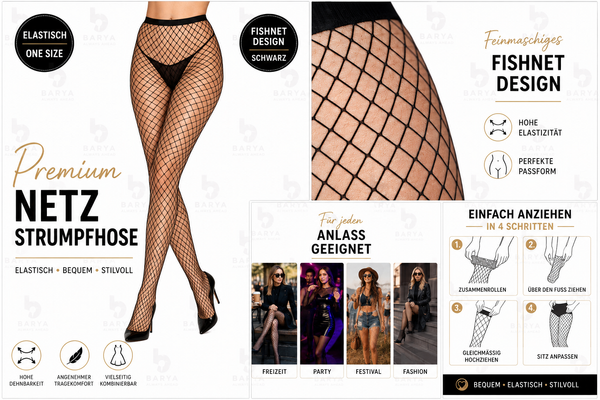 Sexy Schwarze Netz Strumpfhose Grobe Maschen KostüM Fasching Karneval Fantasie-image