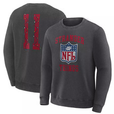 NFL X STRANGER THINGS Gray Fleece Football 11 Long Sleeve Pullover Size L NWT