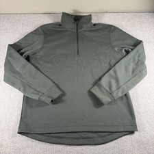 North Face Sweater Mens Medium Green Quarter Zip Pullover Cotton Blend Fleece