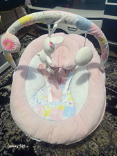LADIDA Pink Baby Bouncer Padded Seat, Music & Vibration Flower Bunny Design 76