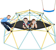 Climbing Dome, 10FT Jungle Gym with Hammock and Swing, Geometric Dome Climber Su