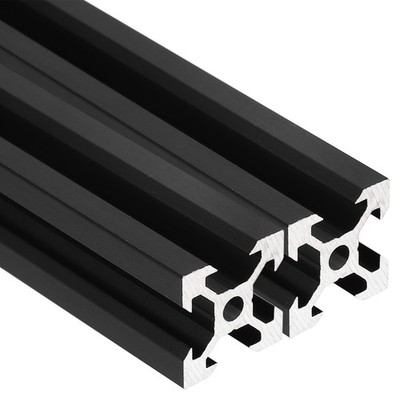 2 Stück Aluminiumprofil 2020 350mm für V-Slot, Linearschiene schwarz eloxiert