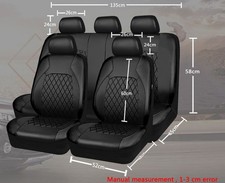 Pu Leather Full Set Car Seat Covers Front Rear Cushion Interior Accessories 9pcs