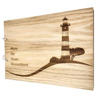 "GäStebuch Hochzeit Gravur Wunschtext Holz Hochzeitsbuch Fotobuch \"Leuchtturm\""