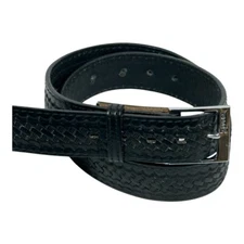 Nocona Belt Company Black Leather Western Belt Men's 38 Hidden Zipper 1.5" Wide