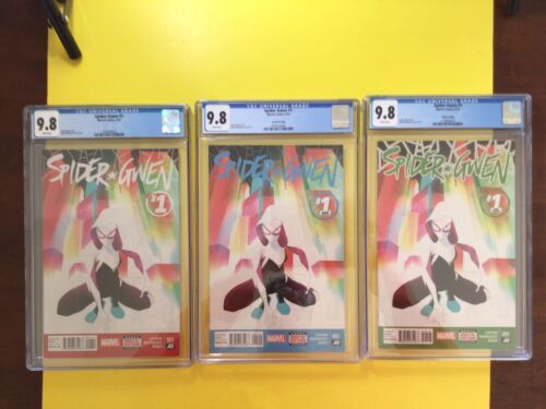 Spider-Gwen #1 1st 2nd and 3rd Print Lot 1st Solo Series CGC 9.8 Marvel 2015 - Afbeelding 1 van 10
